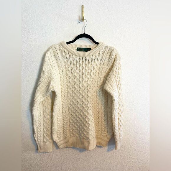 Vintage Blarney Woolen Mills Irish Fisherman 100% Wool Cable Knit Sweater small - Picture 2 of 6